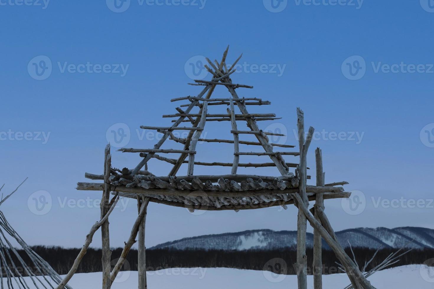 unfinished housing Northern aboriginal Koryaks in the Kamchatka Peninsula photo