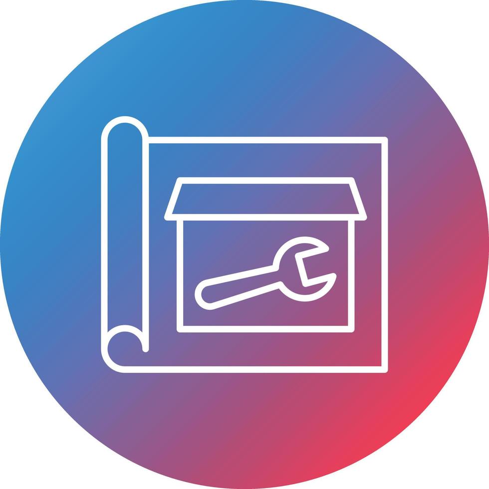 Construction Blueprint Line Gradient Circle Background Icon vector