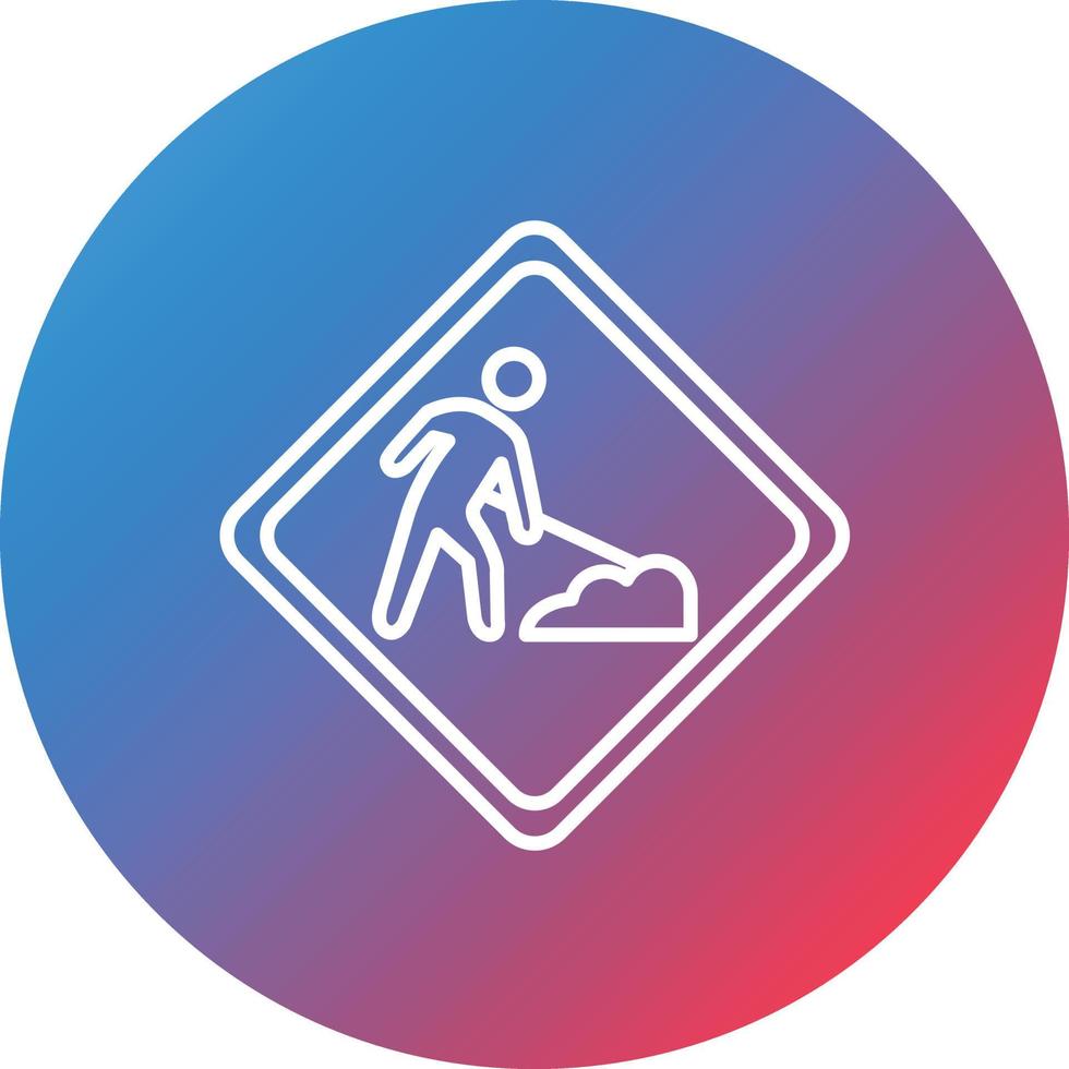 Roadworks Line Gradient Circle Background Icon vector