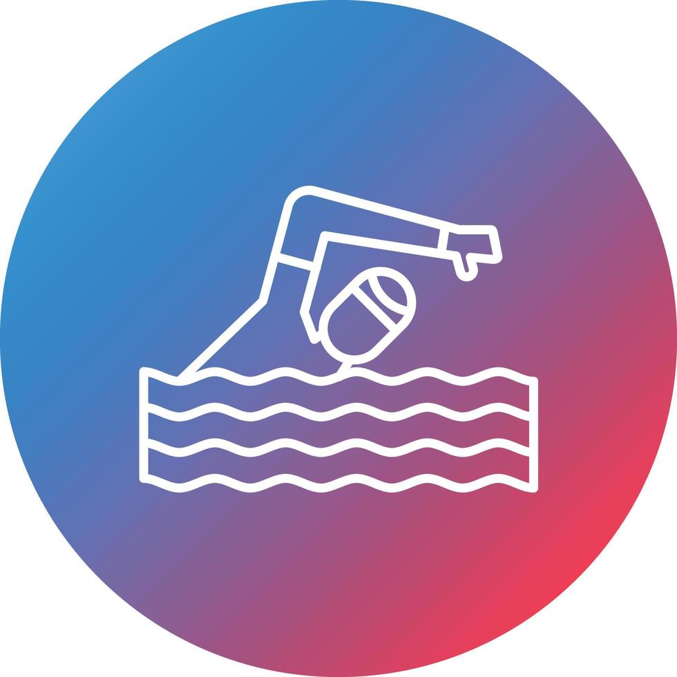 Swimming Person Line Gradient Circle Background Icon vector