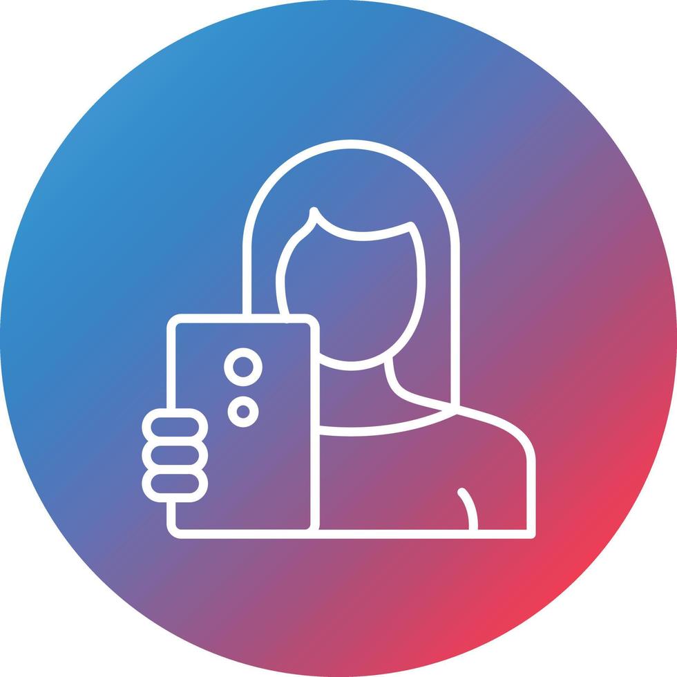 Woman Taking Selfie Line Gradient Circle Background Icon vector