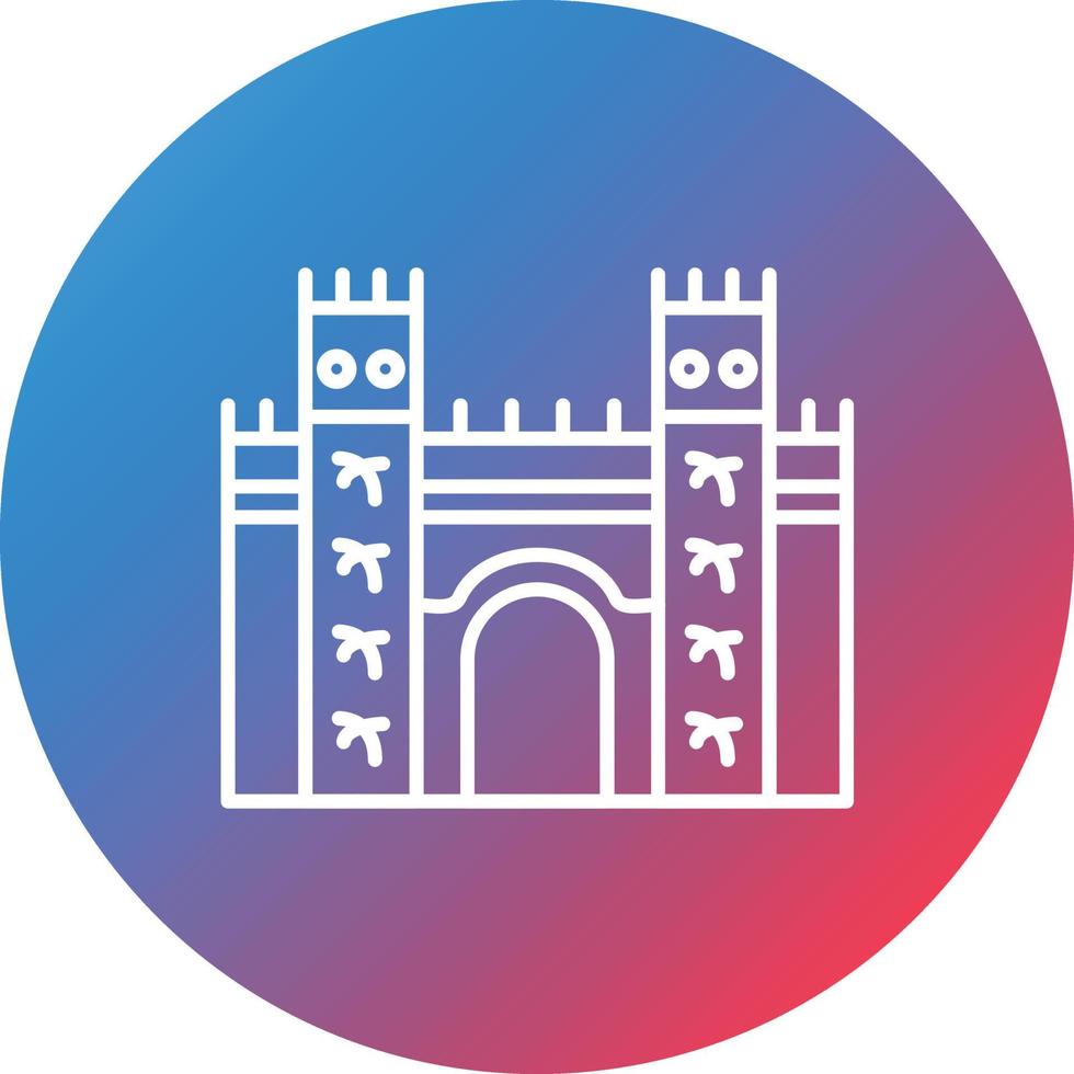 Ishtar Gate Line Gradient Circle Background Icon vector