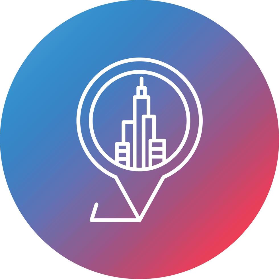 Dubai Location Line Gradient Circle Background Icon vector