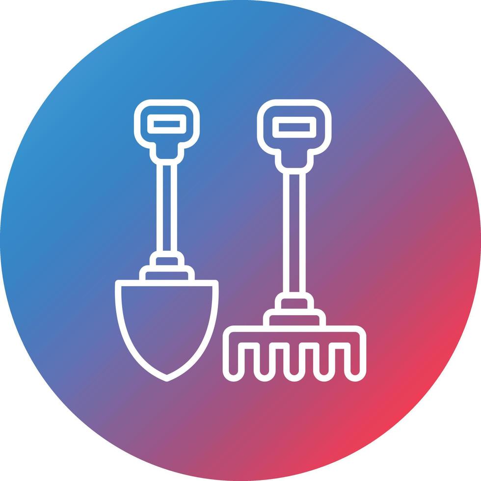 Rake And Hoe Line Gradient Circle Background Icon vector