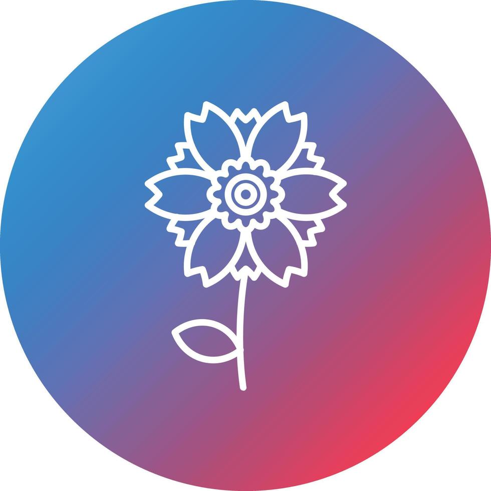 Peony Line Gradient Circle Background Icon vector