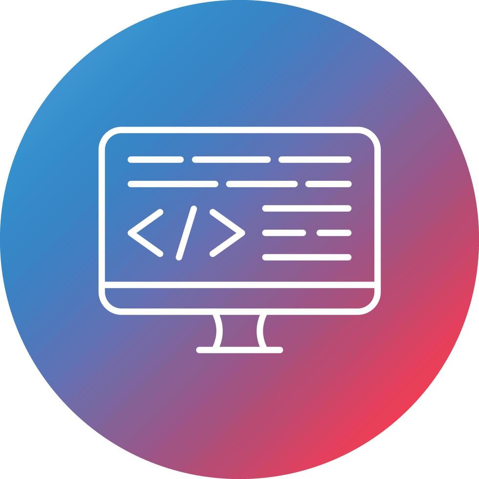 Monitor Line Gradient Circle Background Icon vector