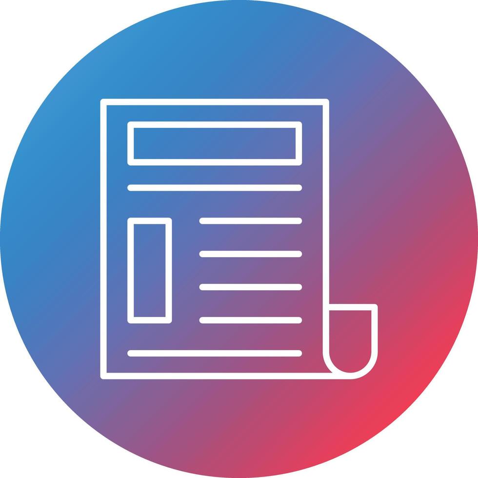 Newspaper Line Gradient Circle Background Icon vector