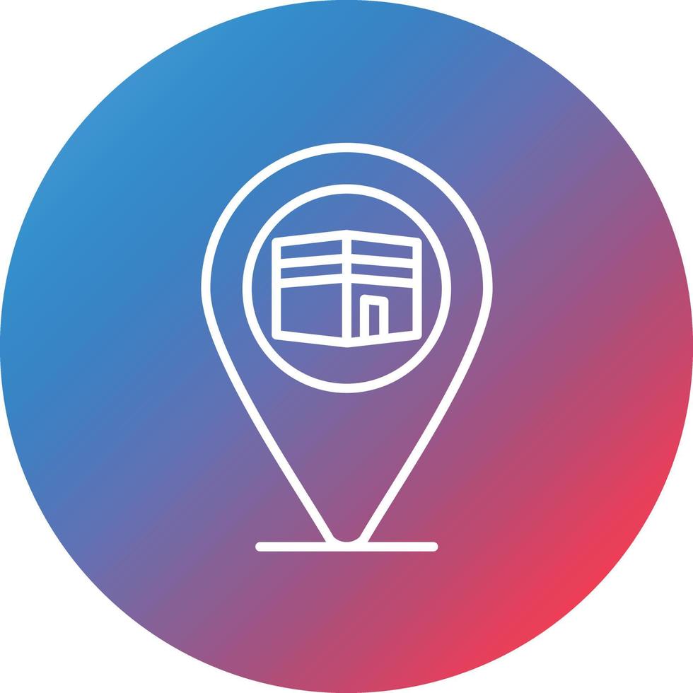 Qibla Direction Line Gradient Circle Background Icon vector