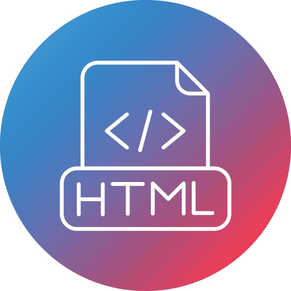 icono de fondo de círculo degradado de línea de archivo html vector