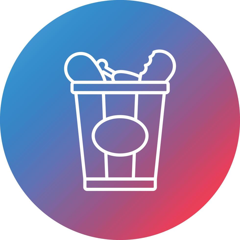 Chicken Bucket Line Gradient Circle Background Icon vector