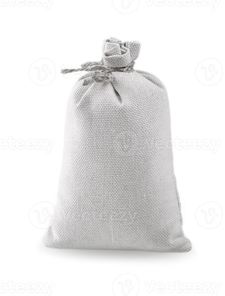White Bag of burlap isolated on white photo