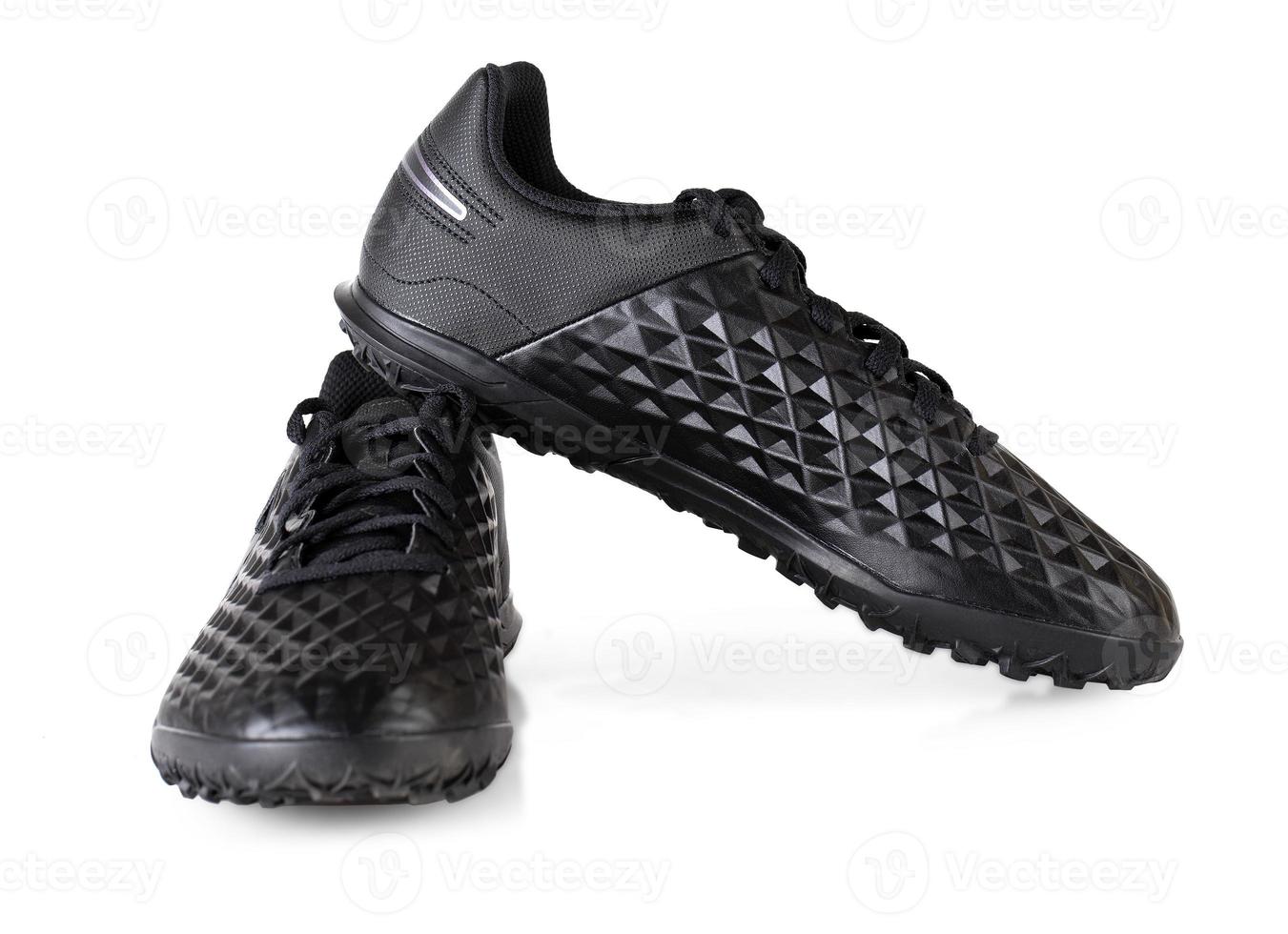 Black new sneakers running shoes isolated on white background photo