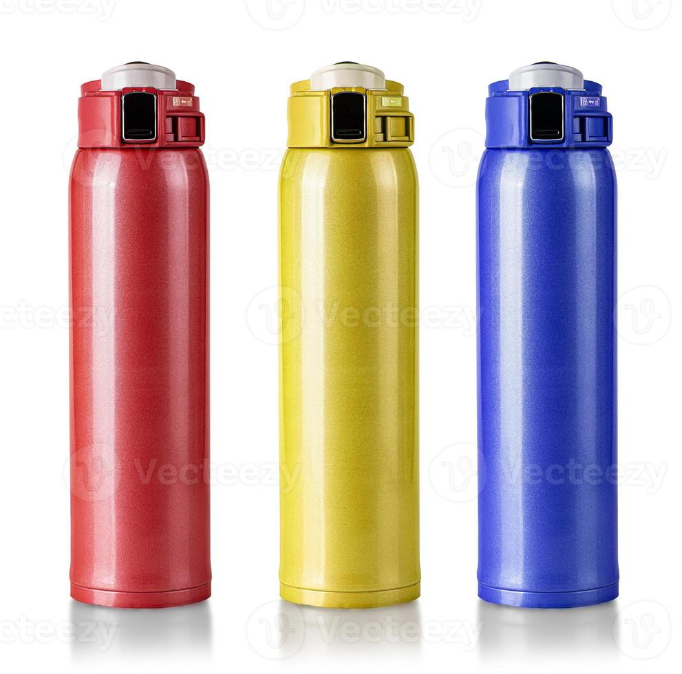 Colored Thermo bottle isolated on white background with clipping path photo