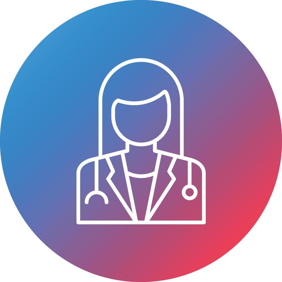 Female Doctor Line Gradient Circle Background Icon vector