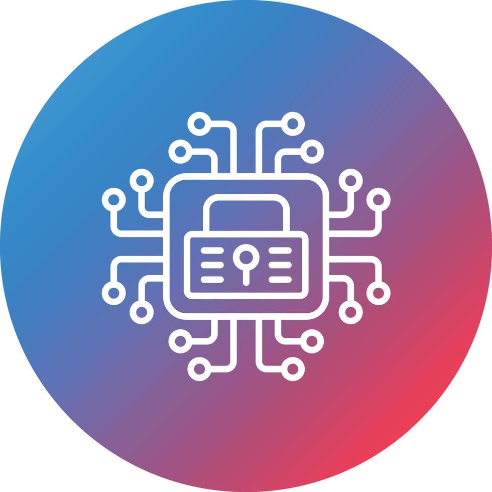 Cyber Security Line Gradient Circle Background Icon vector