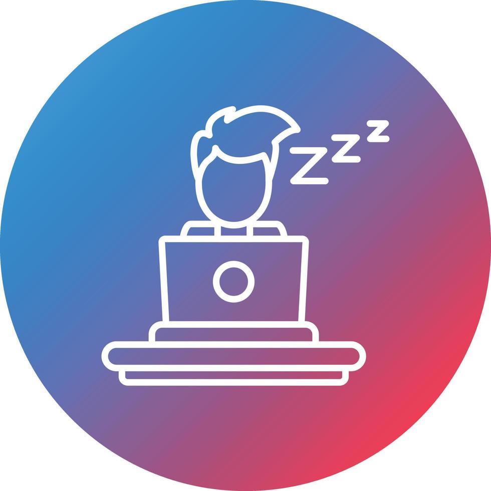 Sleepy Worker Line Gradient Circle Background Icon vector