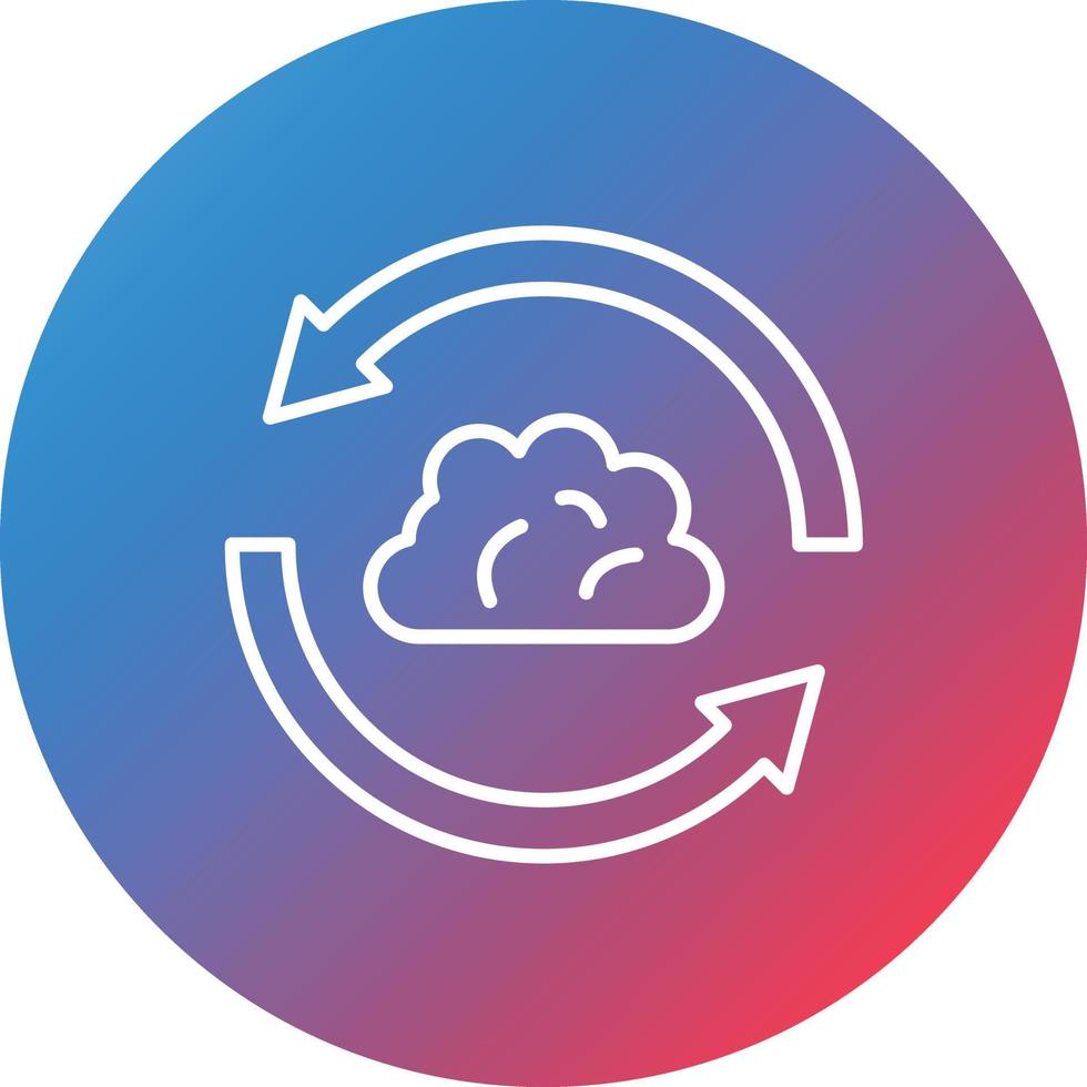 Cloud Sync Line Gradient Circle Background Icon vector