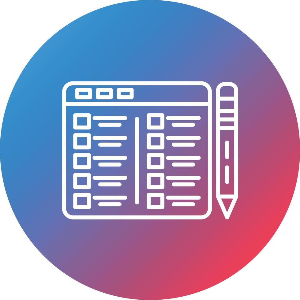 Online Exam Line Gradient Circle Background Icon vector