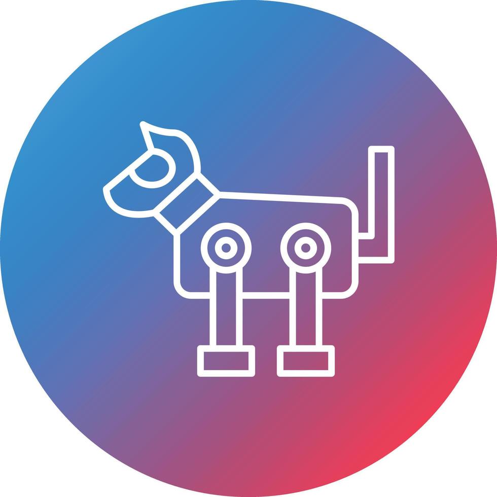 Robot Dog Line Gradient Circle Background Icon vector