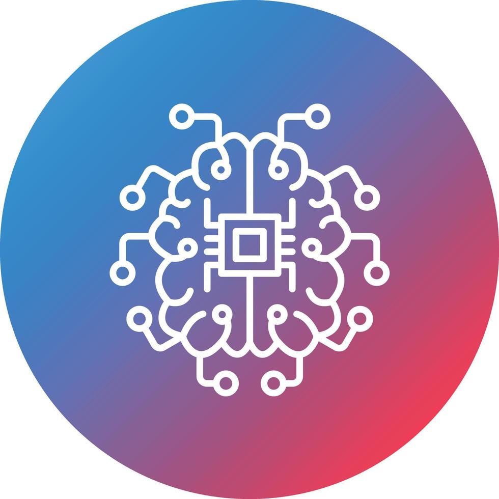 Brain Circuit Line Gradient Circle Background Icon vector