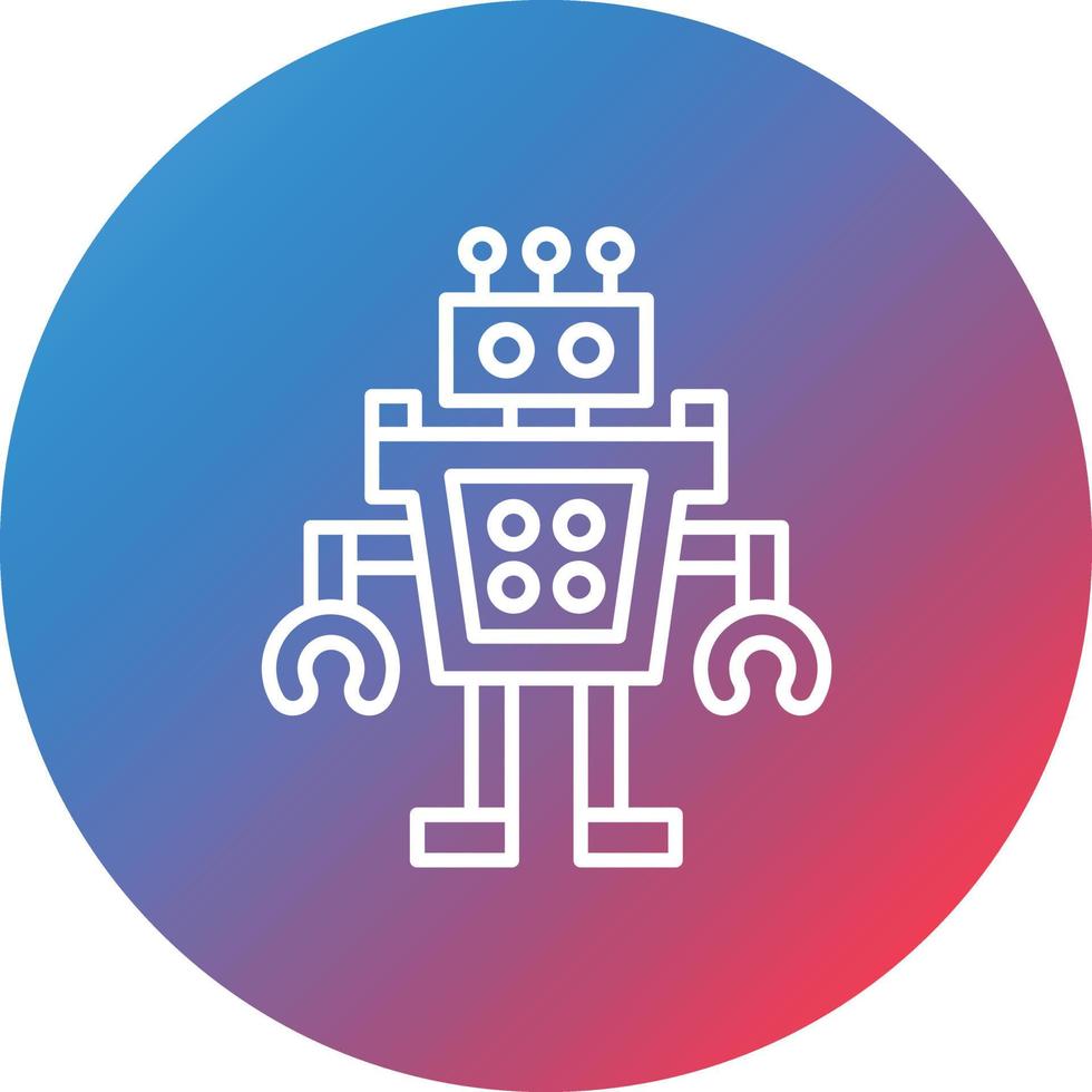 Humanoid Robot Line Gradient Circle Background Icon vector
