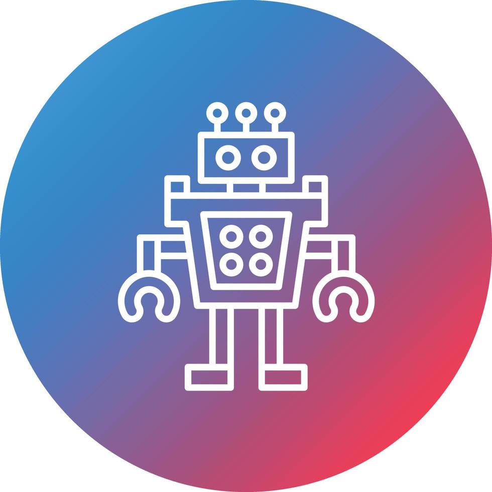 icono de fondo de círculo de degradado de línea de robot humanoide vector