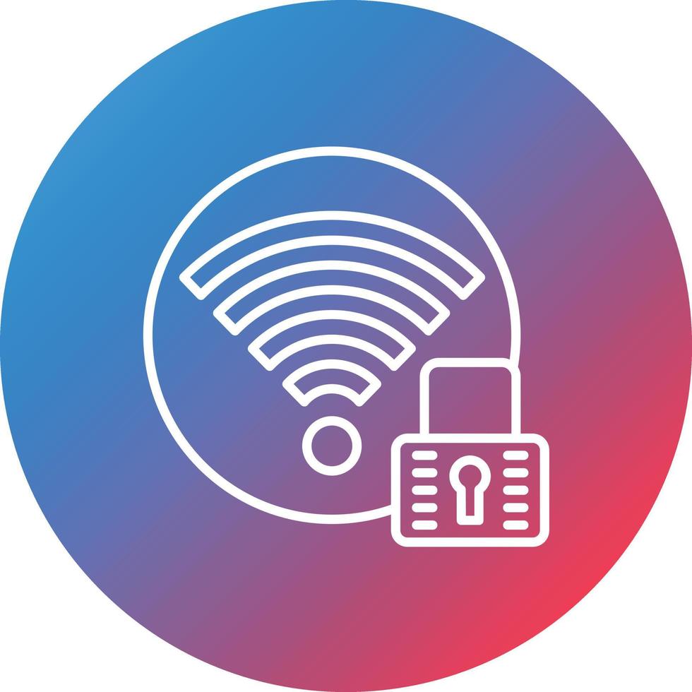 Signal Wifi 4 Bar Lock Line Gradient Circle Background Icon vector
