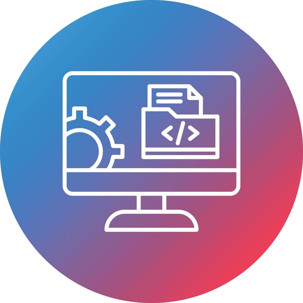 icono de fondo de círculo degradado de línea de desarrollo web vector