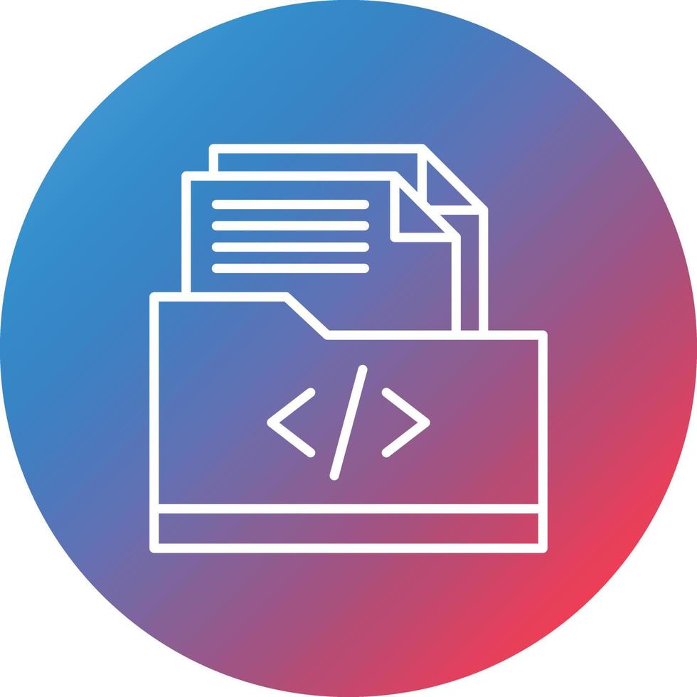 Coding Folder Line Gradient Circle Background Icon vector