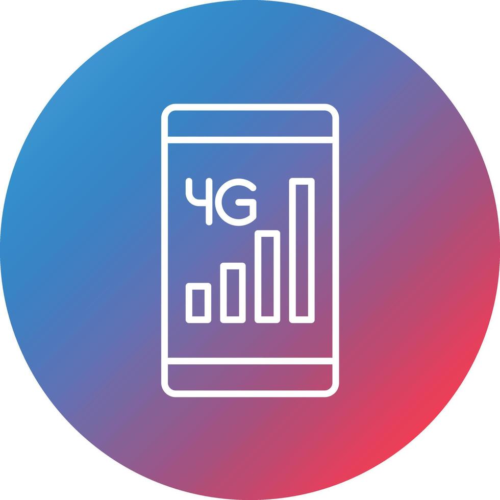 Signal Cellular 4 Bar Line Gradient Circle Background Icon vector