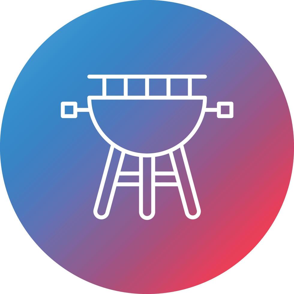 BBQ Grill Line Gradient Circle Background Icon vector