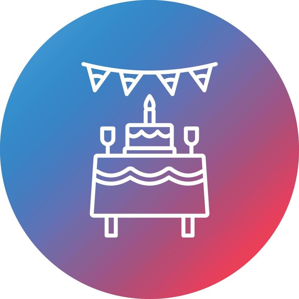 Birthday Table Line Gradient Circle Background Icon vector