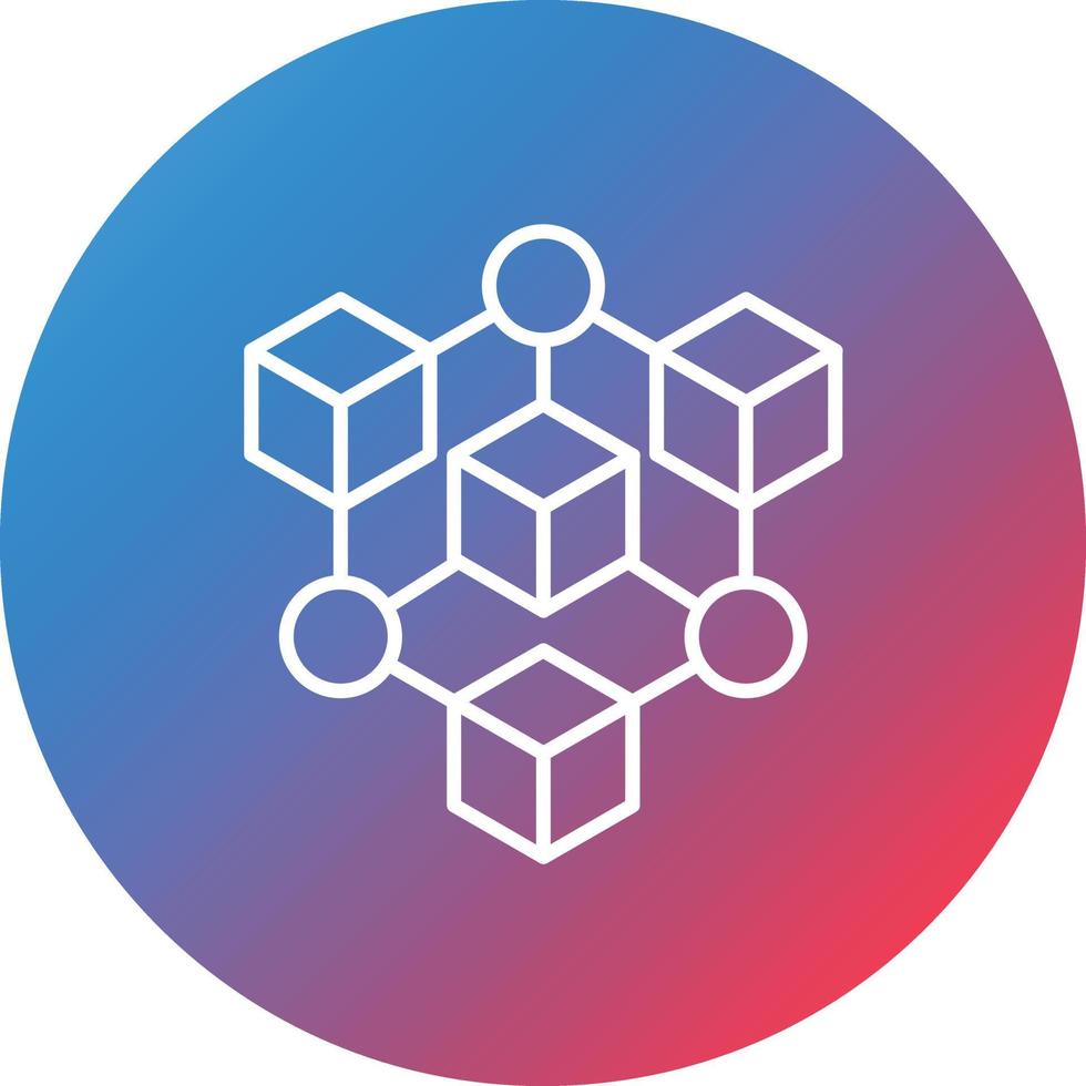 Blockchain Line Gradient Circle Background Icon vector