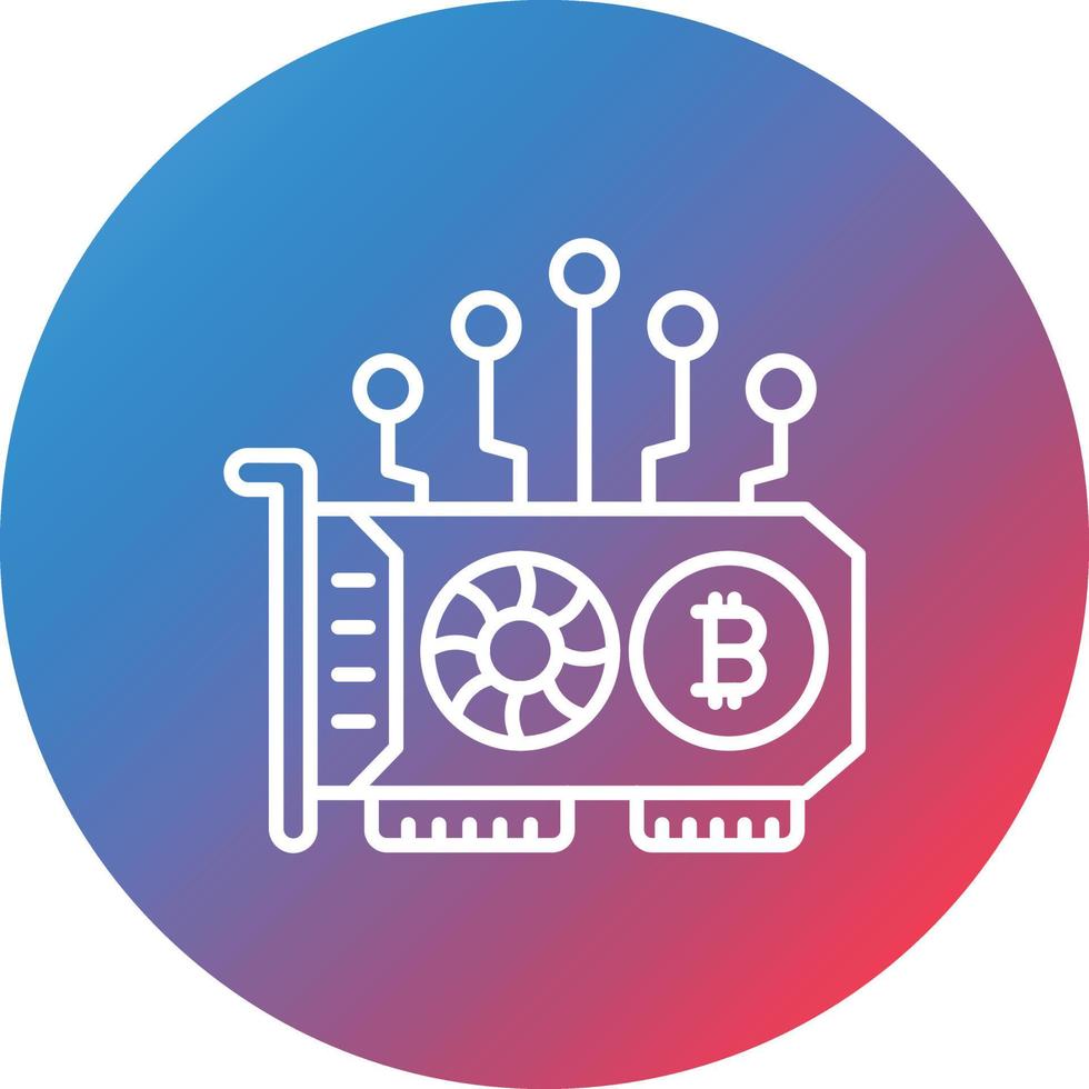 GPU Mining Line Gradient Circle Background Icon vector