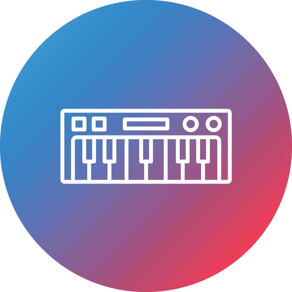 icono de fondo de círculo degradado de línea de teclado de piano vector