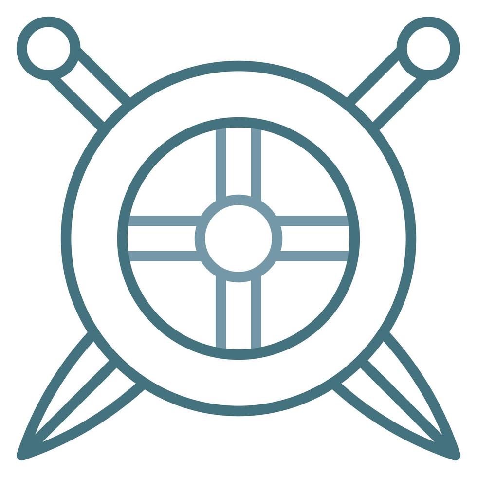 Two Swords And Shield Line Two Color Icon vector