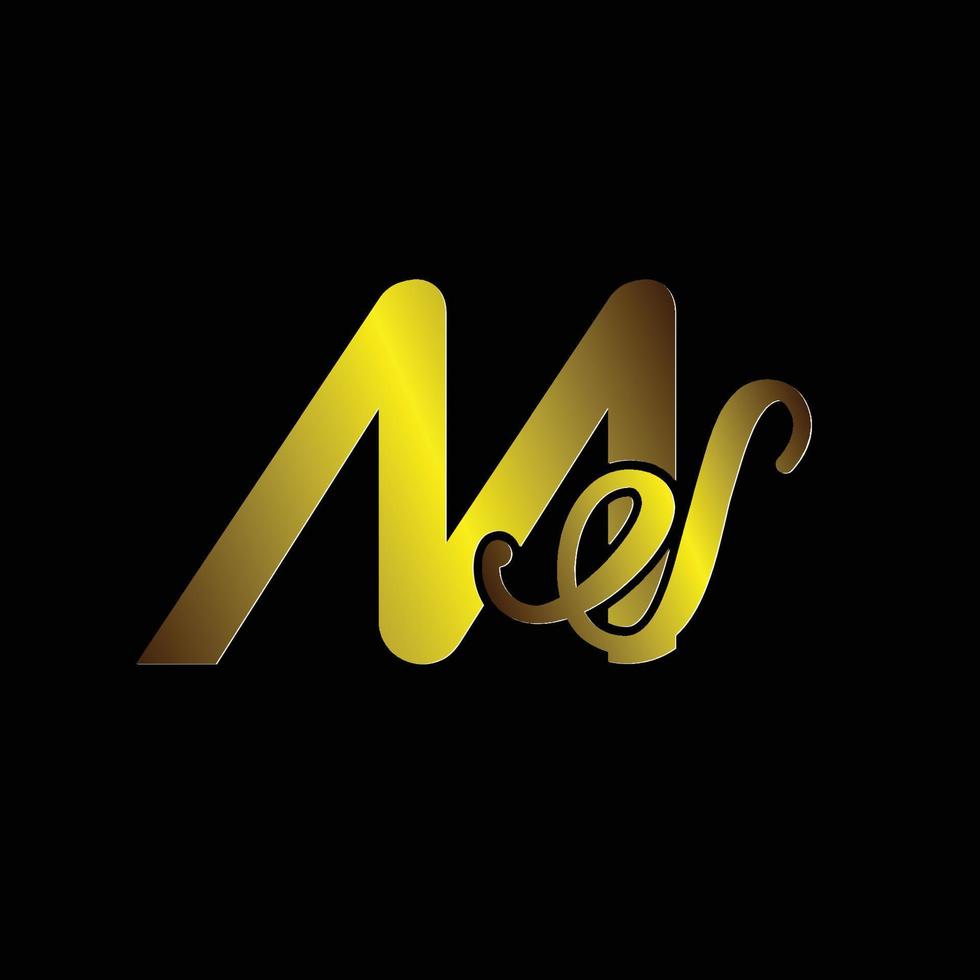 logotipo de letra ms en paquete de vector de logotipo de estilo dorado