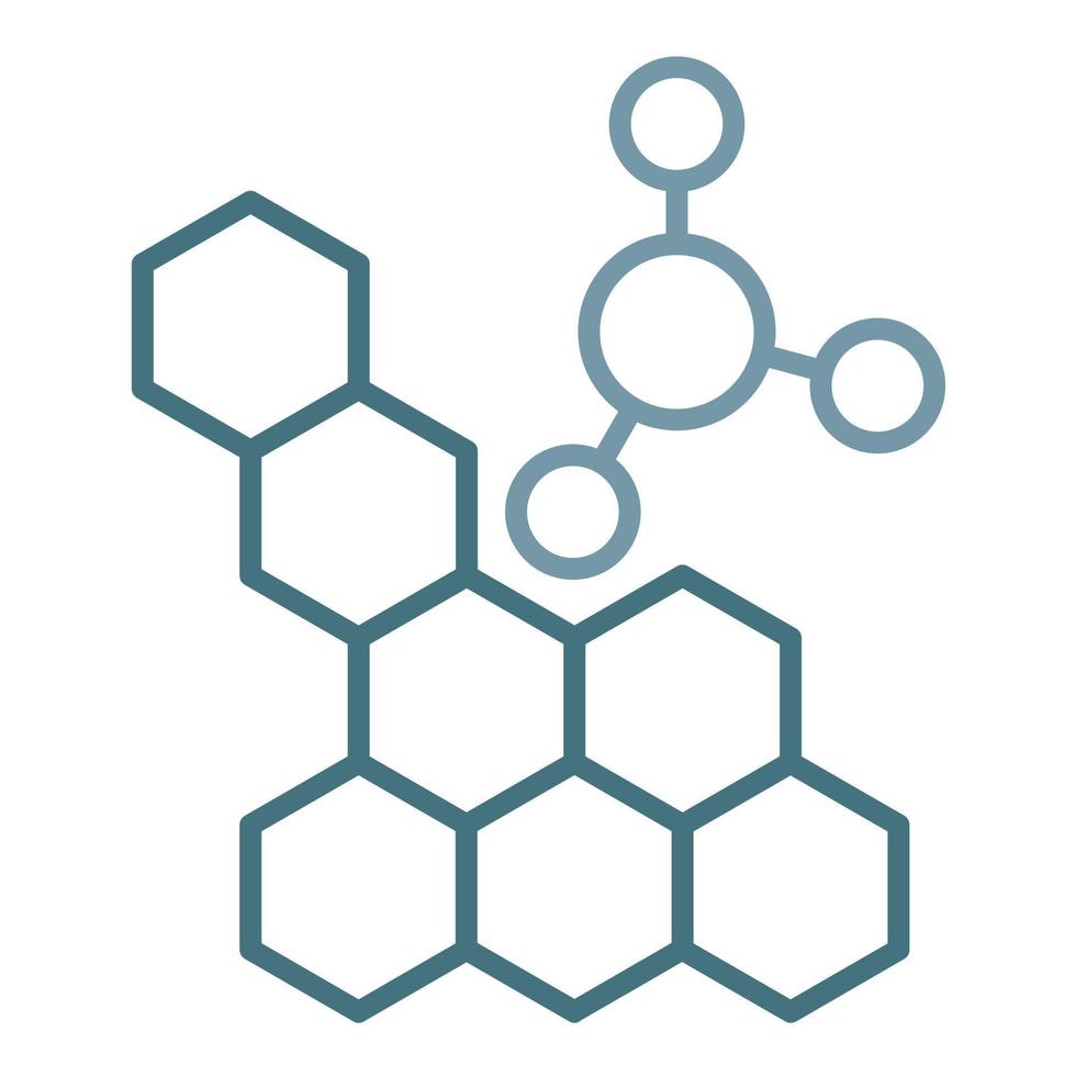 estructura molecular línea icono de dos colores vector