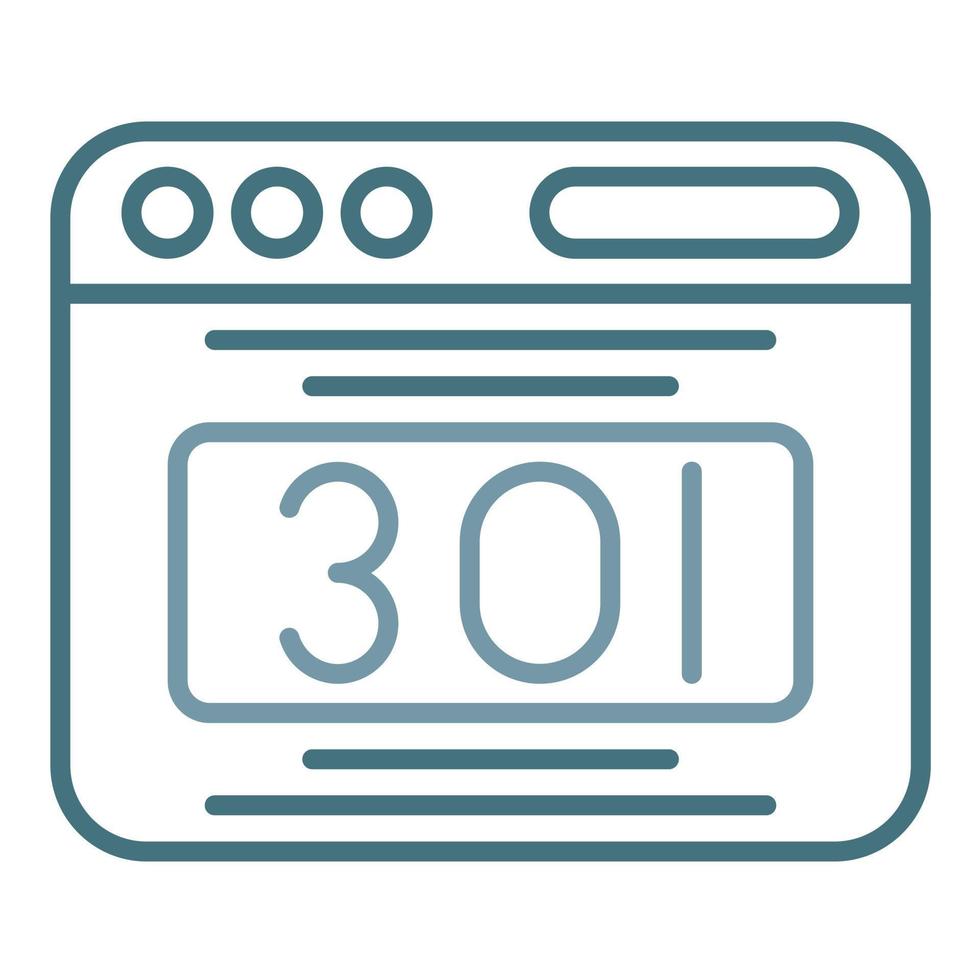 301 línea de redireccionamiento icono de dos colores vector