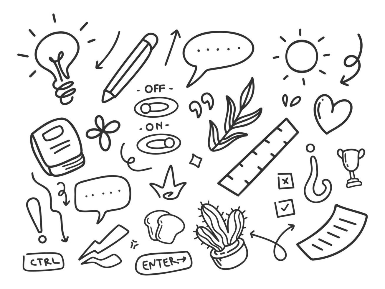 doodle hand drawn line art style vector