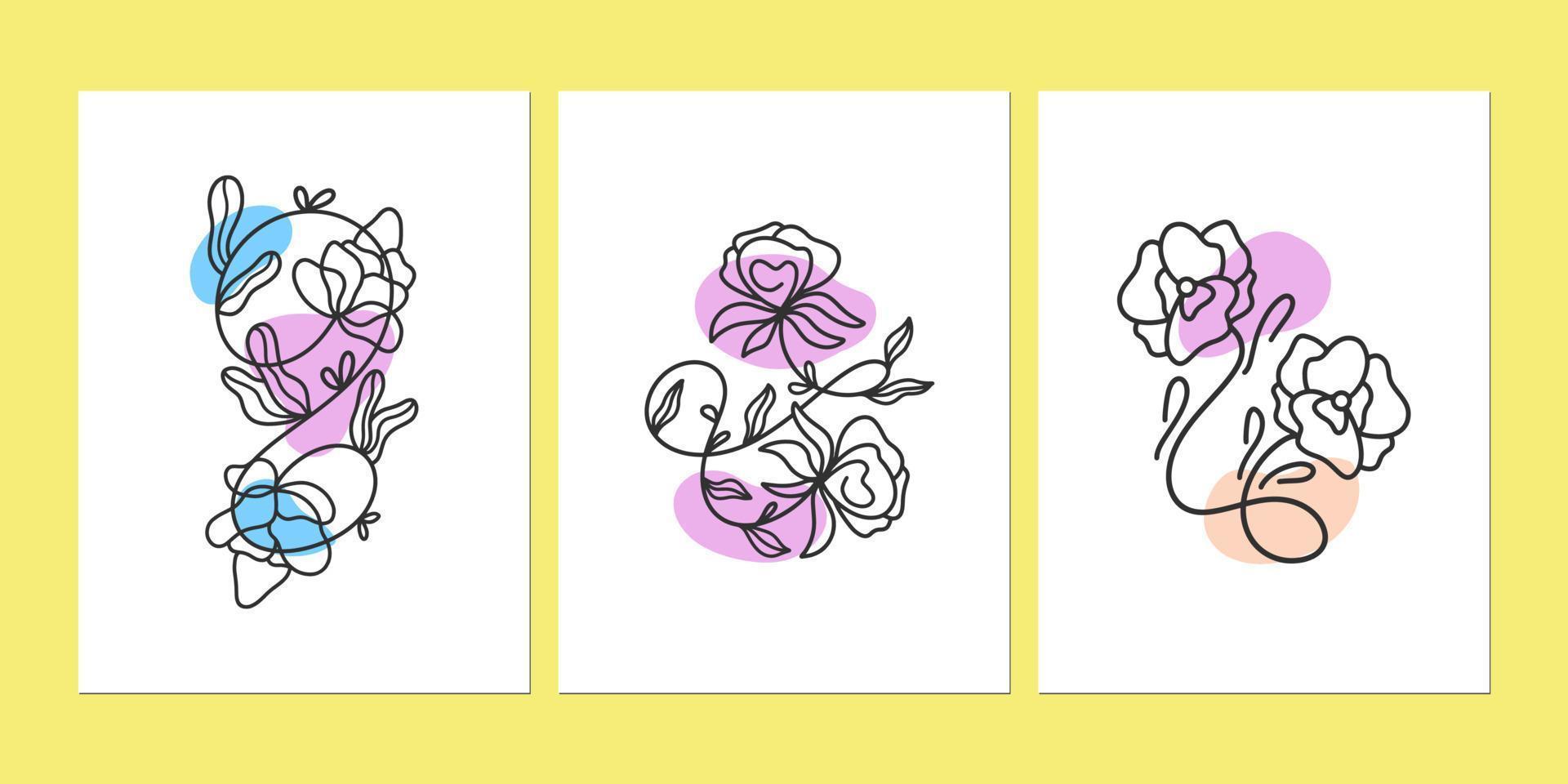 Botanical wall art set 1 vector