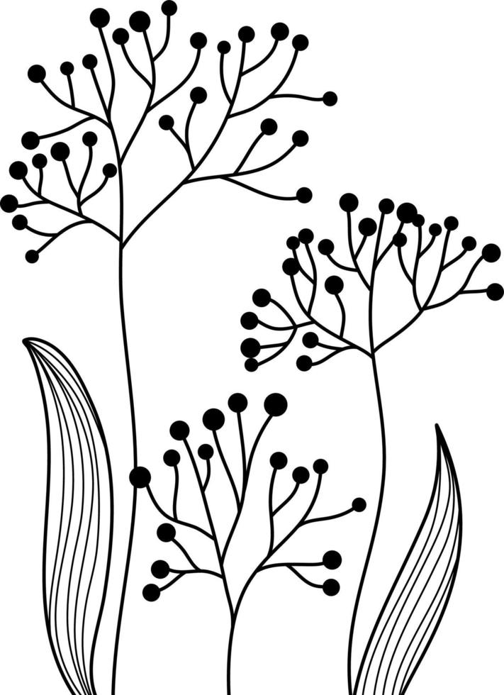 Flower doodle hand drawn vector element in black line vector