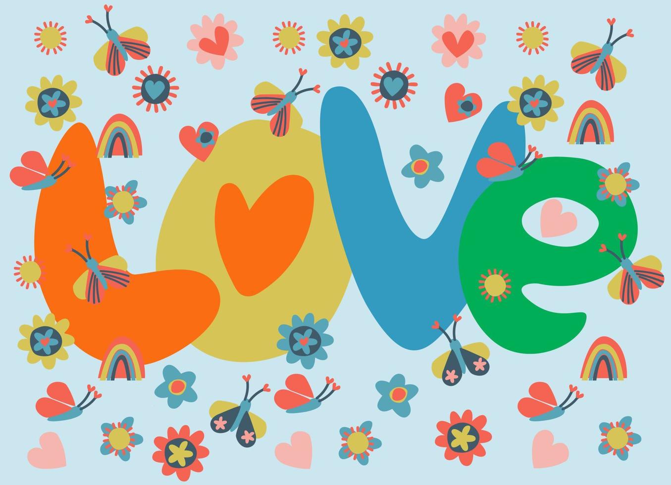 Hand-lettered phrase I Love You. Retro 60s, 70s design. Vector element for greeting card, social media post. Love, Romance, Valentines Day concept