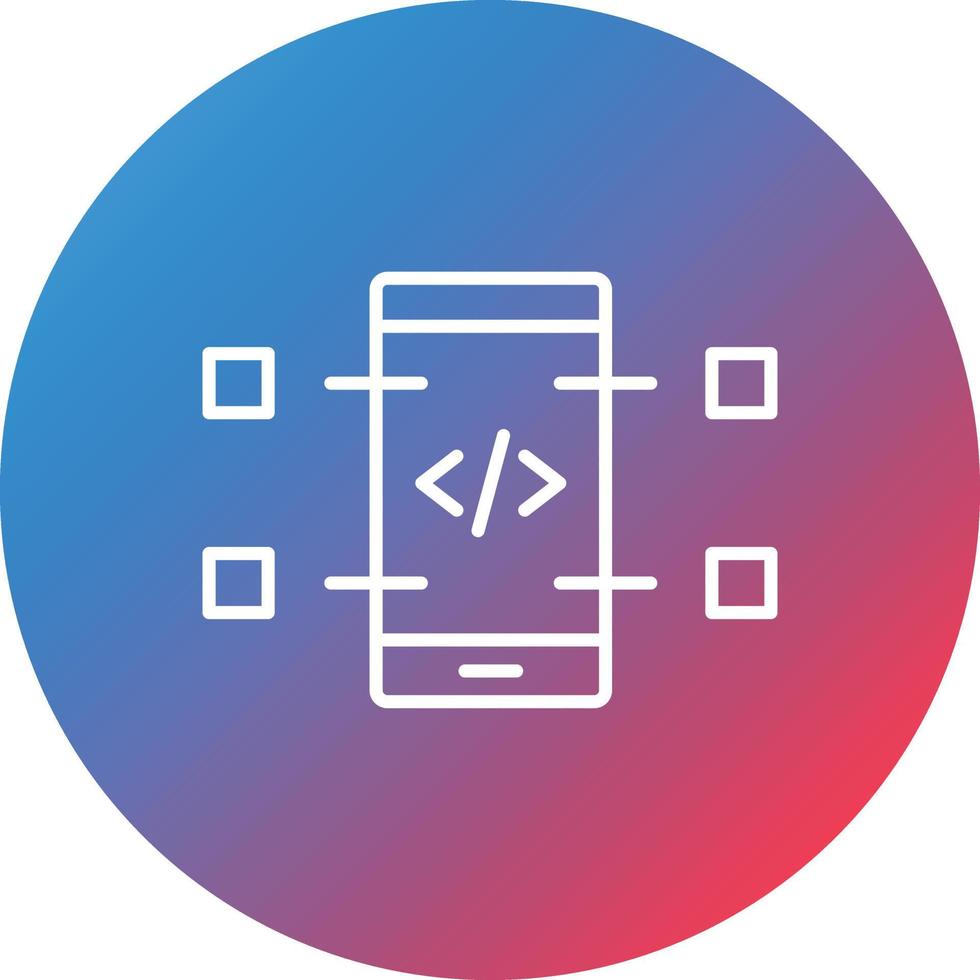 Mobile Coding Line Gradient Circle Background Icon vector