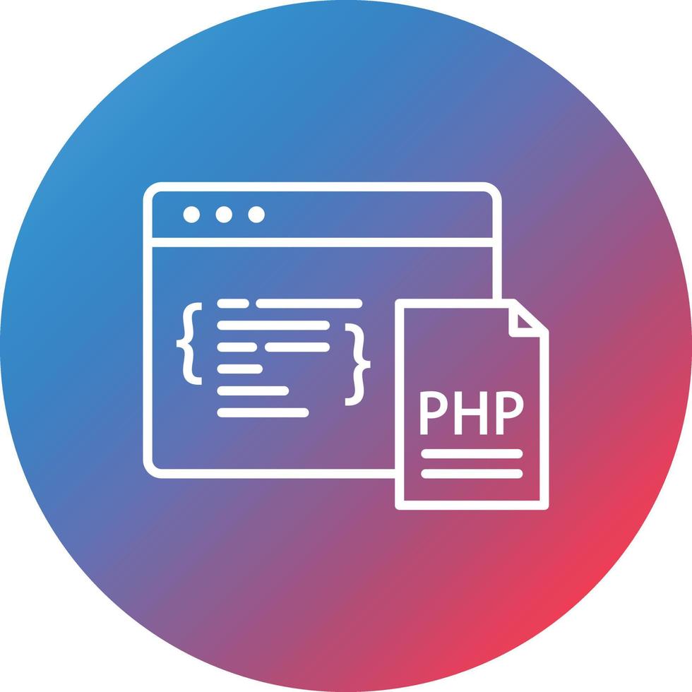 PHP Coding Line Gradient Circle Background Icon vector