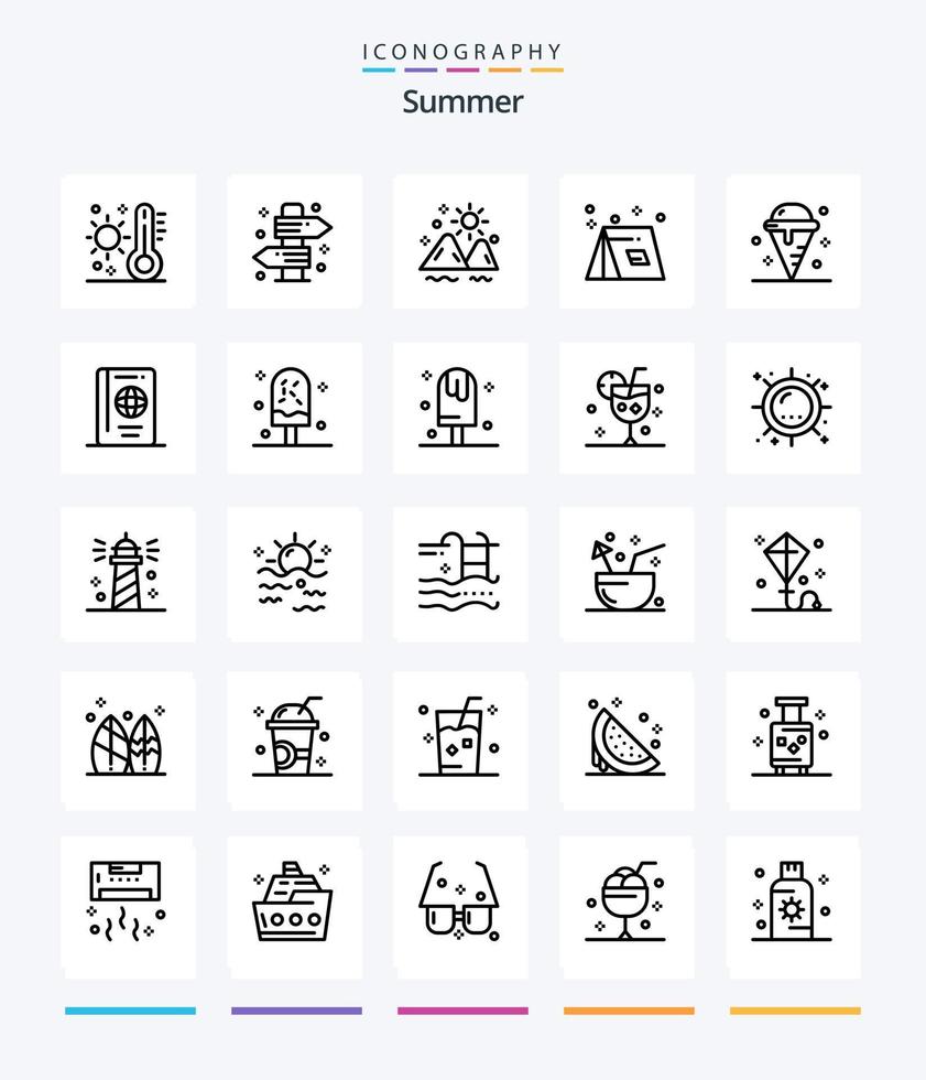 Creative Summer 25 OutLine icon pack  Such As summer. camp. summer. summer. outdoor vector