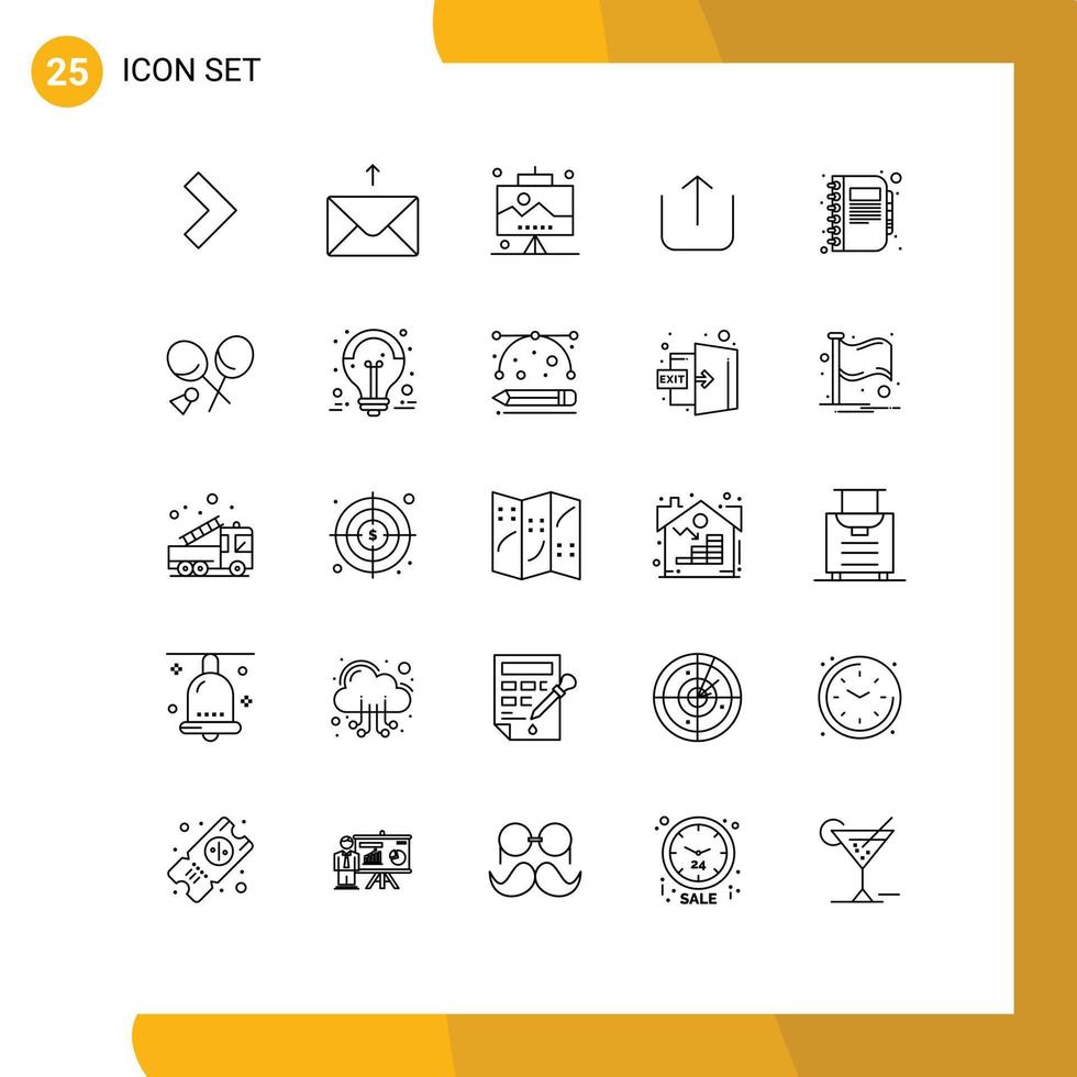 Group of 25 Lines Signs and Symbols for note copy seo business upload Editable Vector Design Elements