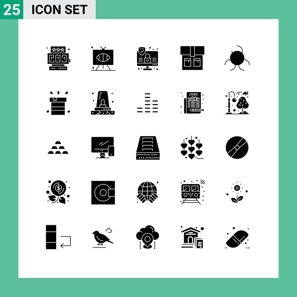 Group of 25 Modern Solid Glyphs Set for miscellaneous bag computer biology sign fashion Editable Vector Design Elements