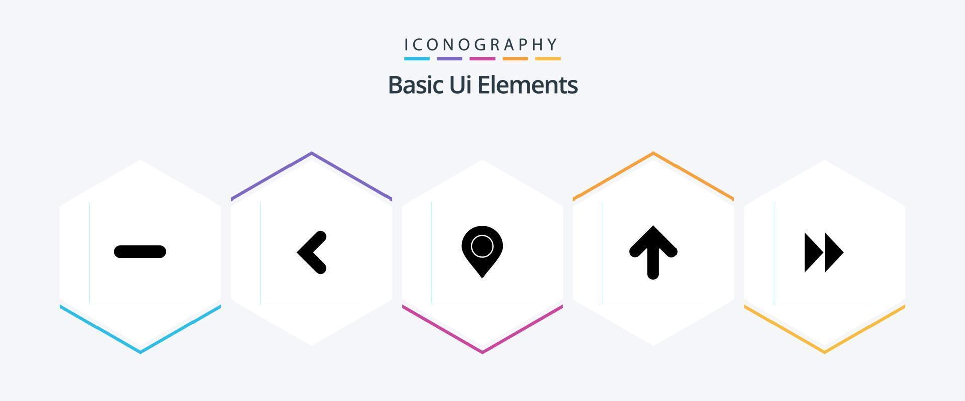 Basic Ui Elements 25 Glyph icon pack including forward. upload. map. up. arrow vector