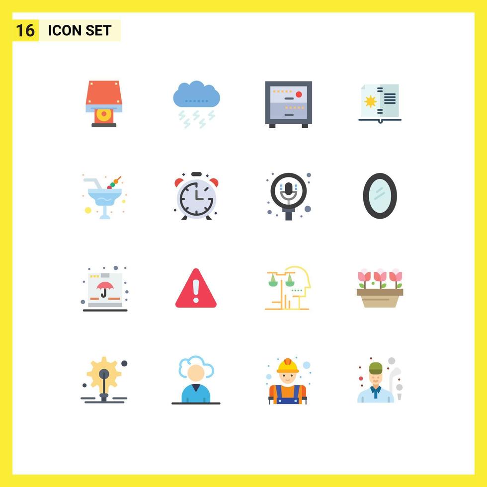 Universal Icon Symbols Group of 16 Modern Flat Colors of romance instruction thunder hardware book Editable Pack of Creative Vector Design Elements